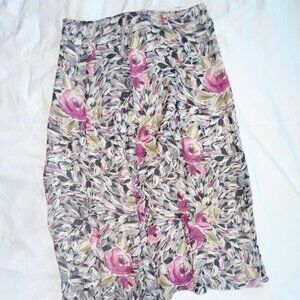 Vintage Pink and black floral print skirt